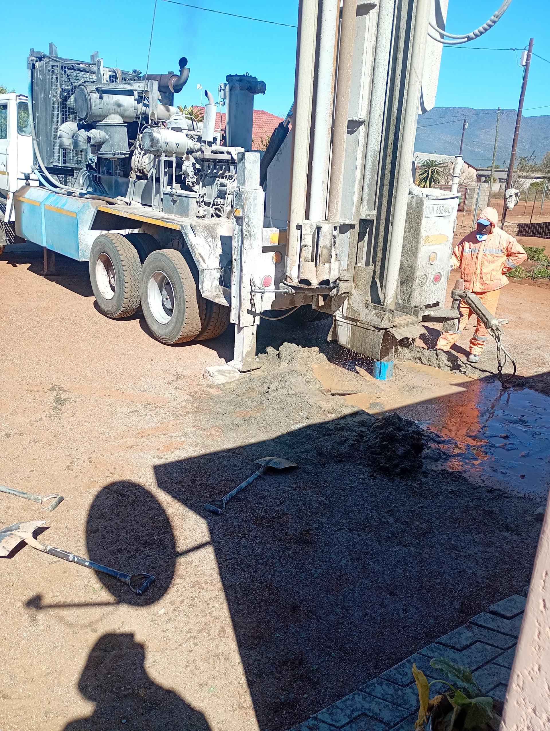 Borehole drilling operation for water infrastructure